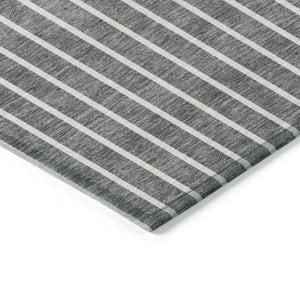 Homeroots 3' Black And Beige Striped Washable Area Rug - Durable, Stylish Design For Indoor And Outdoor Use 5' X 8' Polyester 597164