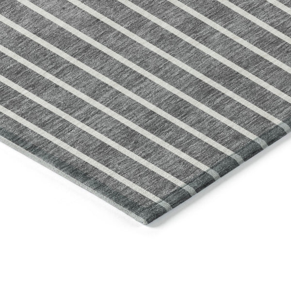 Homeroots 3' Black And Beige Striped Washable Area Rug - Durable, Stylish Design For Indoor And Outdoor Use 5' X 8' Polyester 597164
