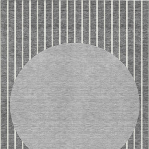 Homeroots 3' Black And Beige Striped Washable Area Rug - Durable, Stylish Design For Indoor And Outdoor Use 5' X 8' Polyester 597164