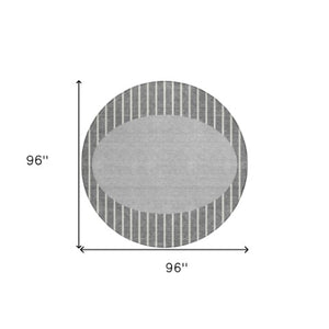 Homeroots 3' Black And Beige Striped Washable Area Rug - Durable, Stylish Design For Indoor And Outdoor Use 8' Round Polyester 597165