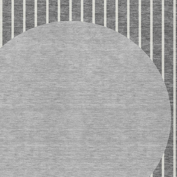 Homeroots 3' Black And Beige Striped Washable Area Rug - Durable, Stylish Design For Indoor And Outdoor Use 9' X 12' Polyester 597167