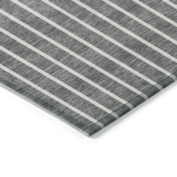 Homeroots 3' Black And Beige Striped Washable Area Rug - Durable, Stylish Design For Indoor And Outdoor Use 10' X 14' Polyester 597168