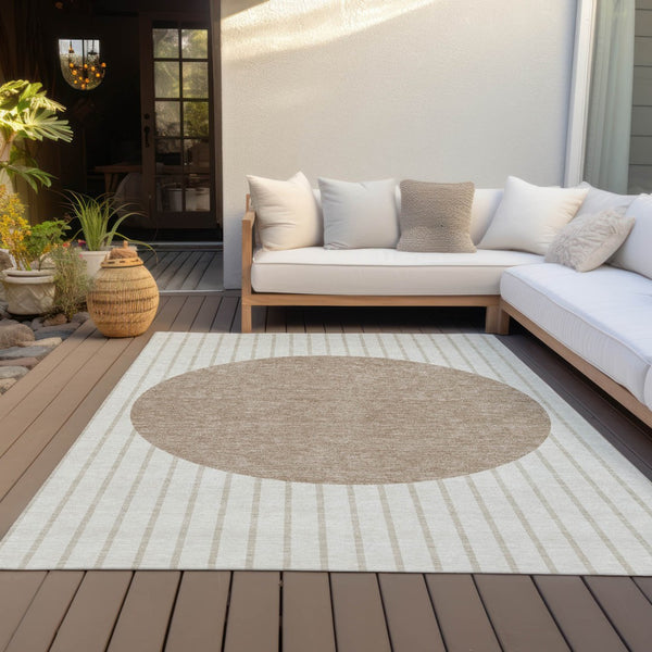 Homeroots 3' Black And Beige Striped Washable Area Rug - Durable, Stylish Design For Indoor And Outdoor Use 5' X 8' Polyester 597170