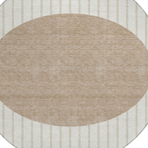 Homeroots 3' Black And Beige Striped Washable Area Rug - Durable, Stylish Design For Indoor And Outdoor Use 8' Round Polyester 597171