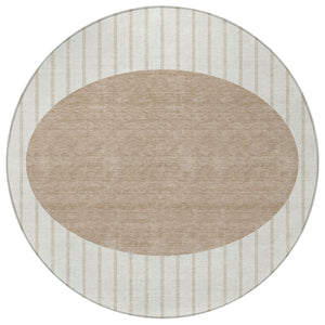 Homeroots 3' Black And Beige Striped Washable Area Rug - Durable, Stylish Design For Indoor And Outdoor Use 8' Round Polyester 597171