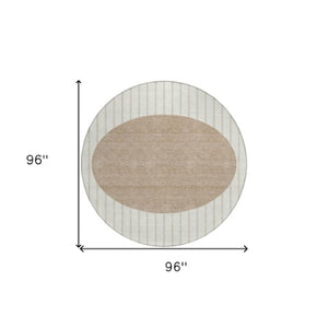 Homeroots 3' Black And Beige Striped Washable Area Rug - Durable, Stylish Design For Indoor And Outdoor Use 8' Round Polyester 597171