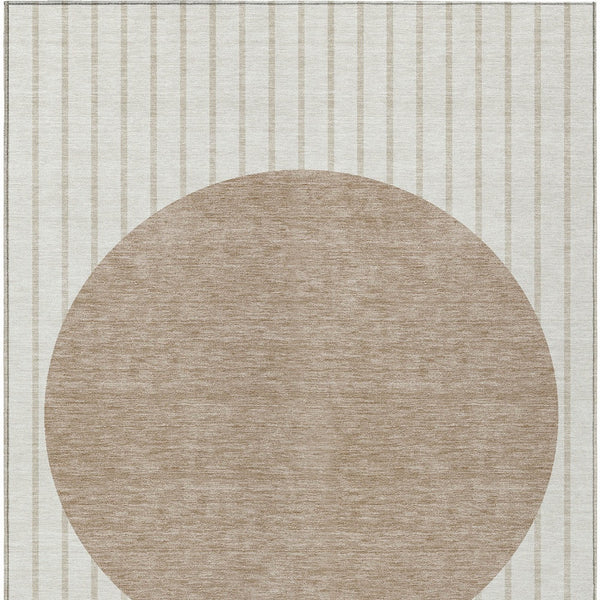 Homeroots 3' Black And Beige Striped Washable Area Rug - Durable, Stylish Design For Indoor And Outdoor Use 8' X 10' Polyester 597172