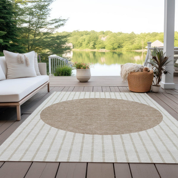 Homeroots 3' Black And Beige Striped Washable Area Rug - Durable, Stylish Design For Indoor And Outdoor Use 8' X 10' Polyester 597172