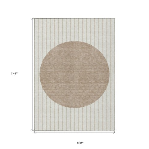 Homeroots 3' Black And Beige Striped Washable Area Rug - Durable, Stylish Design For Indoor And Outdoor Use 9' X 12' Polyester 597173