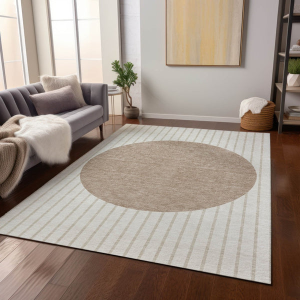 Homeroots 3' Black And Beige Striped Washable Area Rug - Durable, Stylish Design For Indoor And Outdoor Use 10' X 14' Polyester 597174