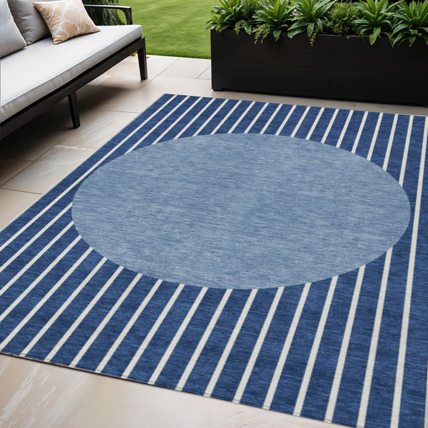 Homeroots 3' Black And Beige Striped Washable Area Rug - Durable, Stylish Design For Indoor And Outdoor Use 5' X 8' Polyester 597182