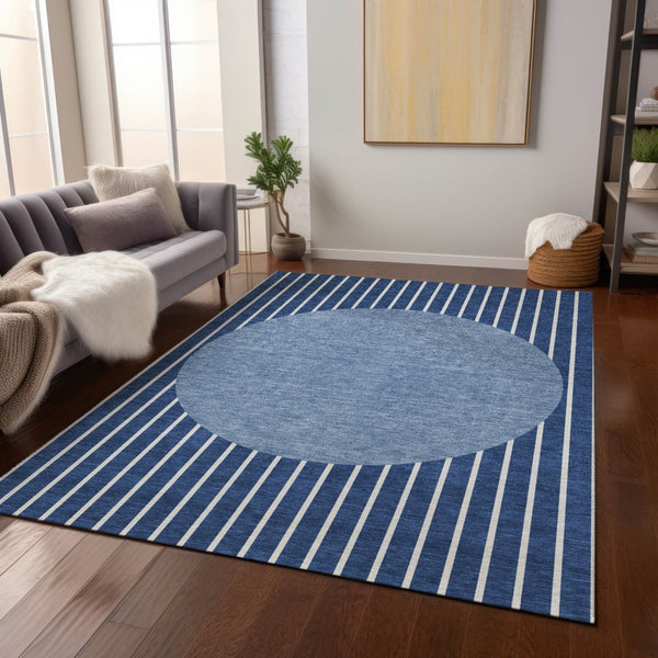 Homeroots 3' Black And Beige Striped Washable Area Rug - Durable, Stylish Design For Indoor And Outdoor Use 5' X 8' Polyester 597182