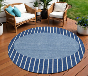 Homeroots 3' Black And Beige Striped Washable Area Rug - Durable, Stylish Design For Indoor And Outdoor Use 8' Round Polyester 597183