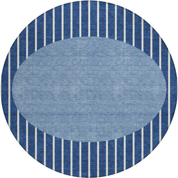 Homeroots 3' Black And Beige Striped Washable Area Rug - Durable, Stylish Design For Indoor And Outdoor Use 8' Round Polyester 597183