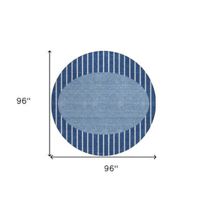 Homeroots 3' Black And Beige Striped Washable Area Rug - Durable, Stylish Design For Indoor And Outdoor Use 8' Round Polyester 597183