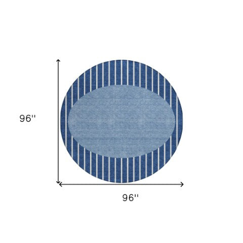 Homeroots 3' Black And Beige Striped Washable Area Rug - Durable, Stylish Design For Indoor And Outdoor Use 8' Round Polyester 597183