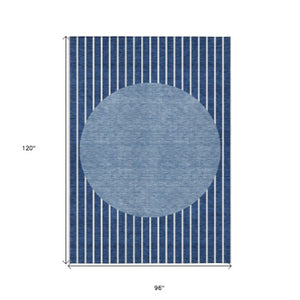 Homeroots 3' Black And Beige Striped Washable Area Rug - Durable, Stylish Design For Indoor And Outdoor Use 8' X 10' Polyester 597184