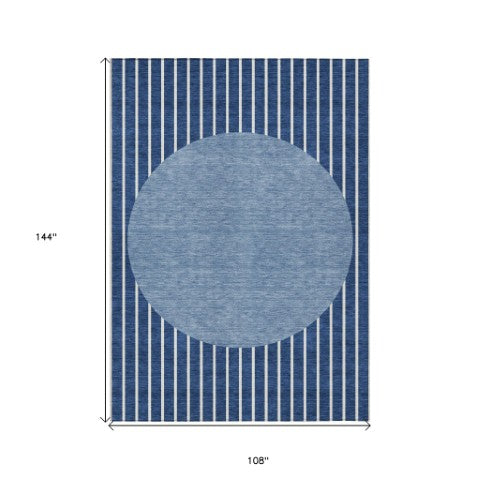 Homeroots 3' Black And Beige Striped Washable Area Rug - Durable, Stylish Design For Indoor And Outdoor Use 9' X 12' Polyester 597185