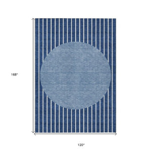 Homeroots 3' Black And Beige Striped Washable Area Rug - Durable, Stylish Design For Indoor And Outdoor Use 10' X 14' Polyester 597186