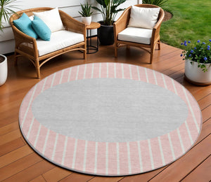 Homeroots 3' Black And Beige Striped Washable Area Rug - Durable, Stylish Design For Indoor And Outdoor Use 8' Round Polyester 597189