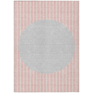 HomeRoots 5' Contemporary Pink and Silver Striped Indoor Outdoor Area Rug for Stylish Home and Patio Decor 10' X 14' 597192