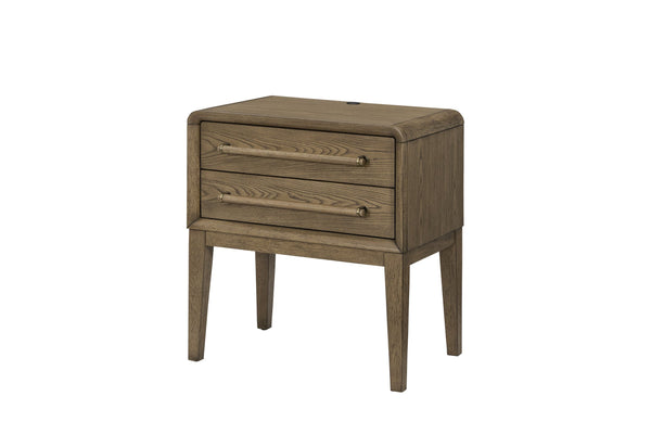 English Elm Small Nightstand with Elm Veneer Finish, Peppercorn Tone, Two Smooth-Glide Drawers for Teens & Guests Light Brown 27 L x 20.5 W x 18 H B2699P401425