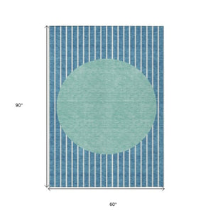 Homeroots 3' Black And Beige Striped Washable Area Rug - Durable, Stylish Design For Indoor And Outdoor Use 5' X 8' Polyester 597200