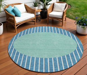 Homeroots 3' Black And Beige Striped Washable Area Rug - Durable, Stylish Design For Indoor And Outdoor Use 8' Round Polyester 597201