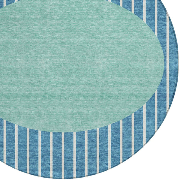 Homeroots 3' Black And Beige Striped Washable Area Rug - Durable, Stylish Design For Indoor And Outdoor Use 8' Round Polyester 597201