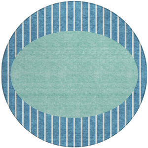 Homeroots 3' Black And Beige Striped Washable Area Rug - Durable, Stylish Design For Indoor And Outdoor Use 8' Round Polyester 597201