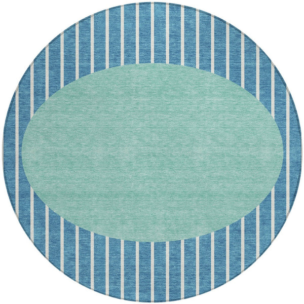 Homeroots 3' Black And Beige Striped Washable Area Rug - Durable, Stylish Design For Indoor And Outdoor Use 8' Round Polyester 597201