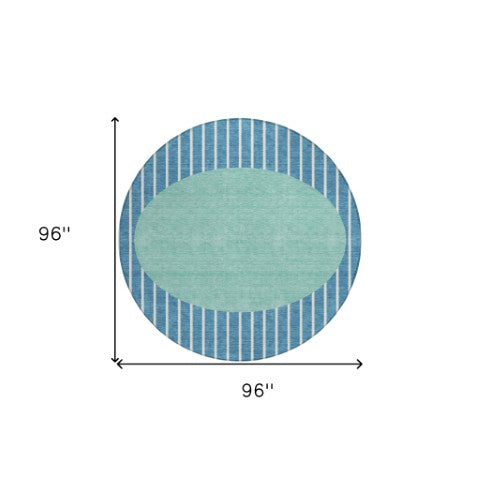 Homeroots 3' Black And Beige Striped Washable Area Rug - Durable, Stylish Design For Indoor And Outdoor Use 8' Round Polyester 597201