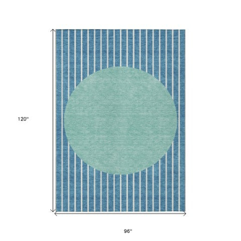 Homeroots 3' Black And Beige Striped Washable Area Rug - Durable, Stylish Design For Indoor And Outdoor Use 8' X 10' Polyester 597202