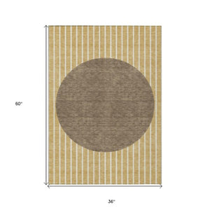 Homeroots 3' Black And Beige Striped Washable Area Rug - Durable, Stylish Design For Indoor And Outdoor Use 3' X 5' Polyester 597205