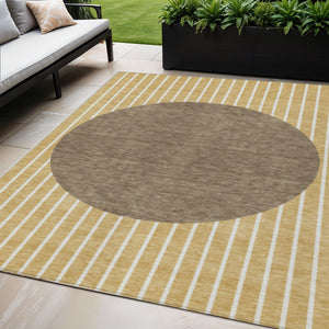 Homeroots 3' Black And Beige Striped Washable Area Rug - Durable, Stylish Design For Indoor And Outdoor Use 5' X 8' Polyester 597206