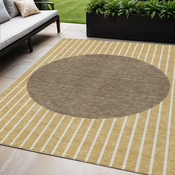 Homeroots 3' Black And Beige Striped Washable Area Rug - Durable, Stylish Design For Indoor And Outdoor Use 5' X 8' Polyester 597206