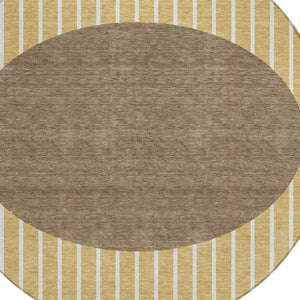Homeroots 3' Black And Beige Striped Washable Area Rug - Durable, Stylish Design For Indoor And Outdoor Use 8' Round Polyester 597207