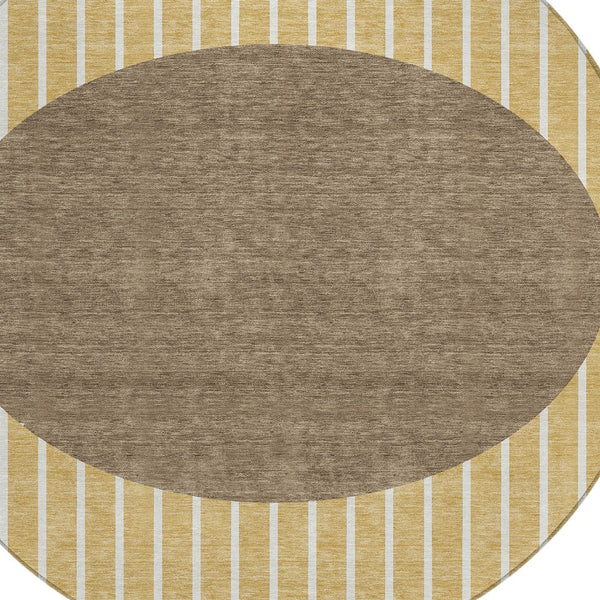 Homeroots 3' Black And Beige Striped Washable Area Rug - Durable, Stylish Design For Indoor And Outdoor Use 8' Round Polyester 597207