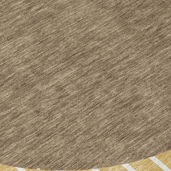 Homeroots 3' Black And Beige Striped Washable Area Rug - Durable, Stylish Design For Indoor And Outdoor Use 8' Round Polyester 597207