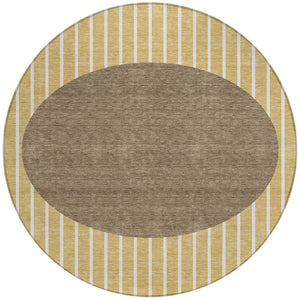 Homeroots 3' Black And Beige Striped Washable Area Rug - Durable, Stylish Design For Indoor And Outdoor Use 8' Round Polyester 597207
