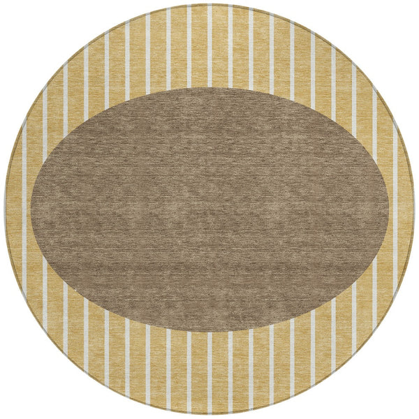 Homeroots 3' Black And Beige Striped Washable Area Rug - Durable, Stylish Design For Indoor And Outdoor Use 8' Round Polyester 597207