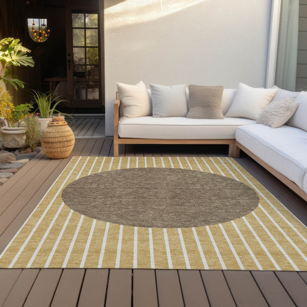 Homeroots 3' Black And Beige Striped Washable Area Rug - Durable, Stylish Design For Indoor And Outdoor Use 8' X 10' Polyester 597208