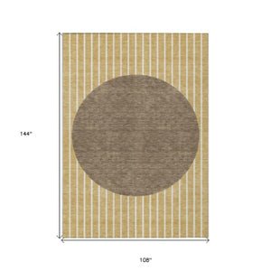 Homeroots 3' Black And Beige Striped Washable Area Rug - Durable, Stylish Design For Indoor And Outdoor Use 9' X 12' Polyester 597209