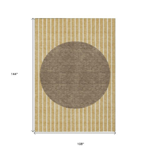Homeroots 3' Black And Beige Striped Washable Area Rug - Durable, Stylish Design For Indoor And Outdoor Use 9' X 12' Polyester 597209