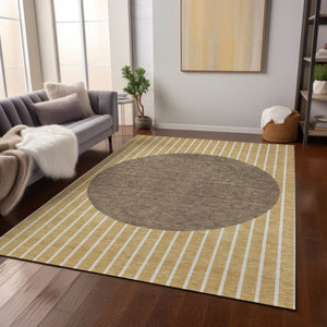Homeroots 3' Black And Beige Striped Washable Area Rug - Durable, Stylish Design For Indoor And Outdoor Use 10' X 14' Polyester 597210