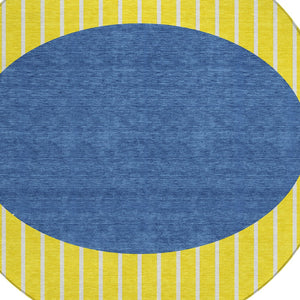 Homeroots 3' Black And Beige Striped Washable Area Rug - Durable, Stylish Design For Indoor And Outdoor Use 8' Round Polyester 597213