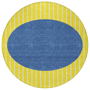 Homeroots 3' Black And Beige Striped Washable Area Rug - Durable, Stylish Design For Indoor And Outdoor Use 8' Round Polyester 597213