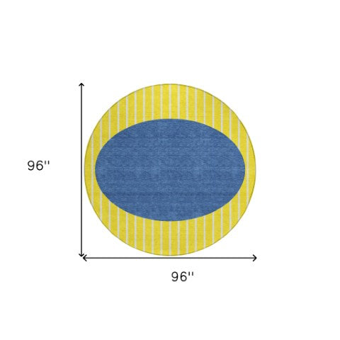 Homeroots 3' Black And Beige Striped Washable Area Rug - Durable, Stylish Design For Indoor And Outdoor Use 8' Round Polyester 597213