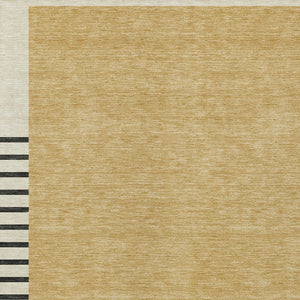 Homeroots 3' Gold Black Beige Striped Washable Area Rug For Indoor Outdoor Spaces - Durable & Versatile Decor 3' X 5' Polyester 597217