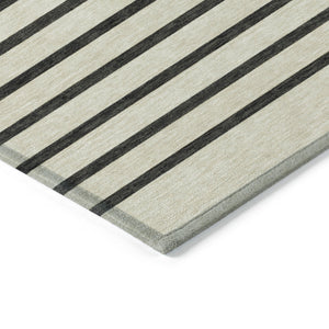 Homeroots 3' Gold Black Beige Striped Washable Area Rug For Indoor Outdoor Spaces - Durable & Versatile Decor 8' X 10' Polyester 597220